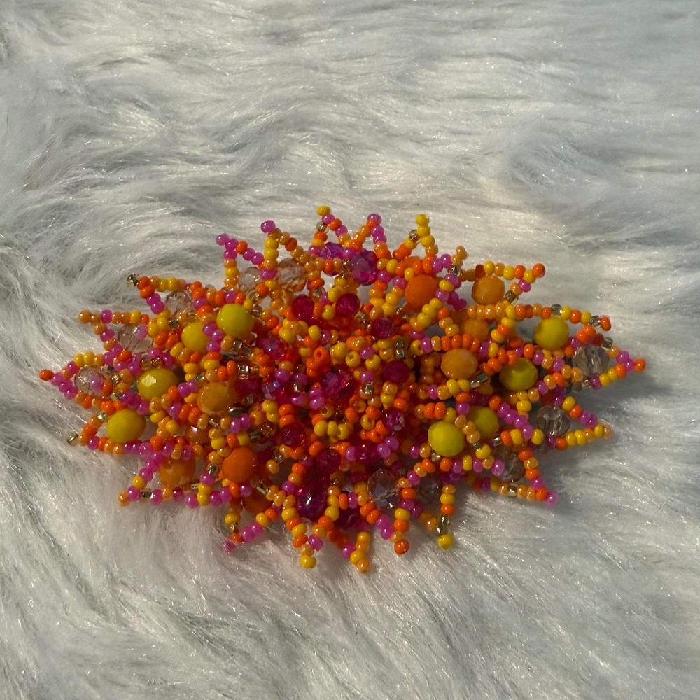 Mexican Orange, Yellow & Pink Beaded Hair Barrett